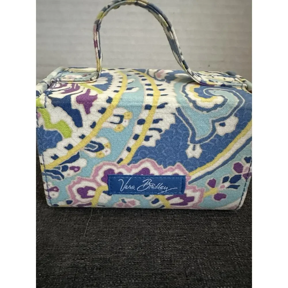 Vera Bradley Mini Travel Jewelry Case Hard Sided Paisley Floral Handle